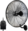 20-inch black wall mount fan with 3 speeds, adjustable tilt head, and wide oscillation for efficient air circulation.