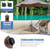 20-inch brown patio umbrella base stand with adjustable footpads for stability on uneven ground, suitable for 1.6"/1.9".