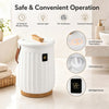 20 L towel warmer in white with LED display, timer, and child safety lock for safe and convenient bathroom use.