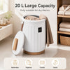 20 L towel warmer in white with LED display, timer, and child safety lock, ideal for warming bathrobes and towels.