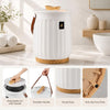 20 L towel warmer in white with detachable lid, portable handle, and anti-slip foot pads for safe bathroom use.