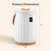 20 L towel warmer in white with LED display, timer, and child safety lock, ideal for cozy bathroom use.