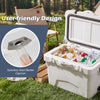 20 Quart Portable Hard Cooler with built-in ruler and stainless steel bottle opener, ideal for outdoor adventures.