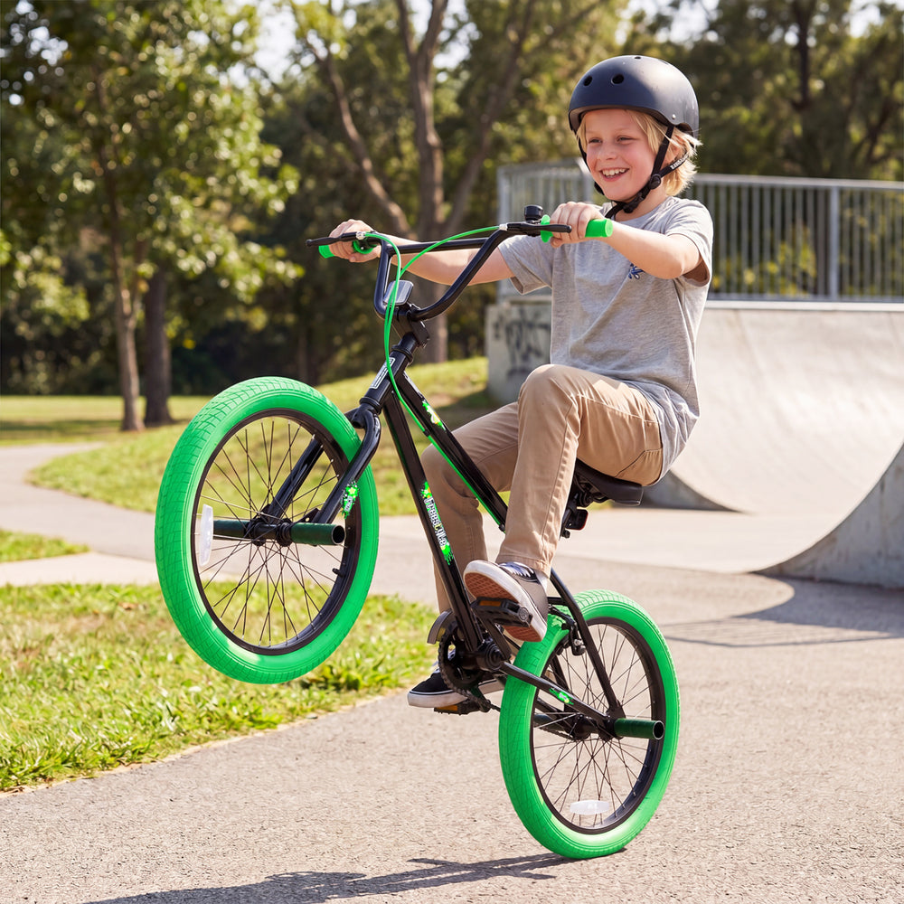 20" Trick Bicycle with 360 Degree Steering and Adjustable Seat for Kids and Teens-Green - Gallery View 1 of 10