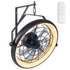 20” black wall-mounted fan with dimmable LED light, 6 speeds, and adjustable angle for efficient airflow and comfort.
