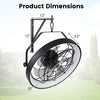 20” wall mounted fan in black with adjustable angle, 3CCT dimmable LED light, and timer for versatile airflow options.