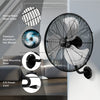 20-inch wall mount fan in black with adjustable tilt head, 3 speeds, and premium aluminum blades for efficient air.