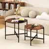 Round Coffee Table Set of 2 with Heavy-Duty Metal Frame-Rustic Brown - Gallery View 1 of 10