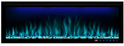 Benrocks BI50Z 50 in. 750/1500W Recessed and Wall Mounted Log and Crystals Fireplace with Remote and App Control Black New