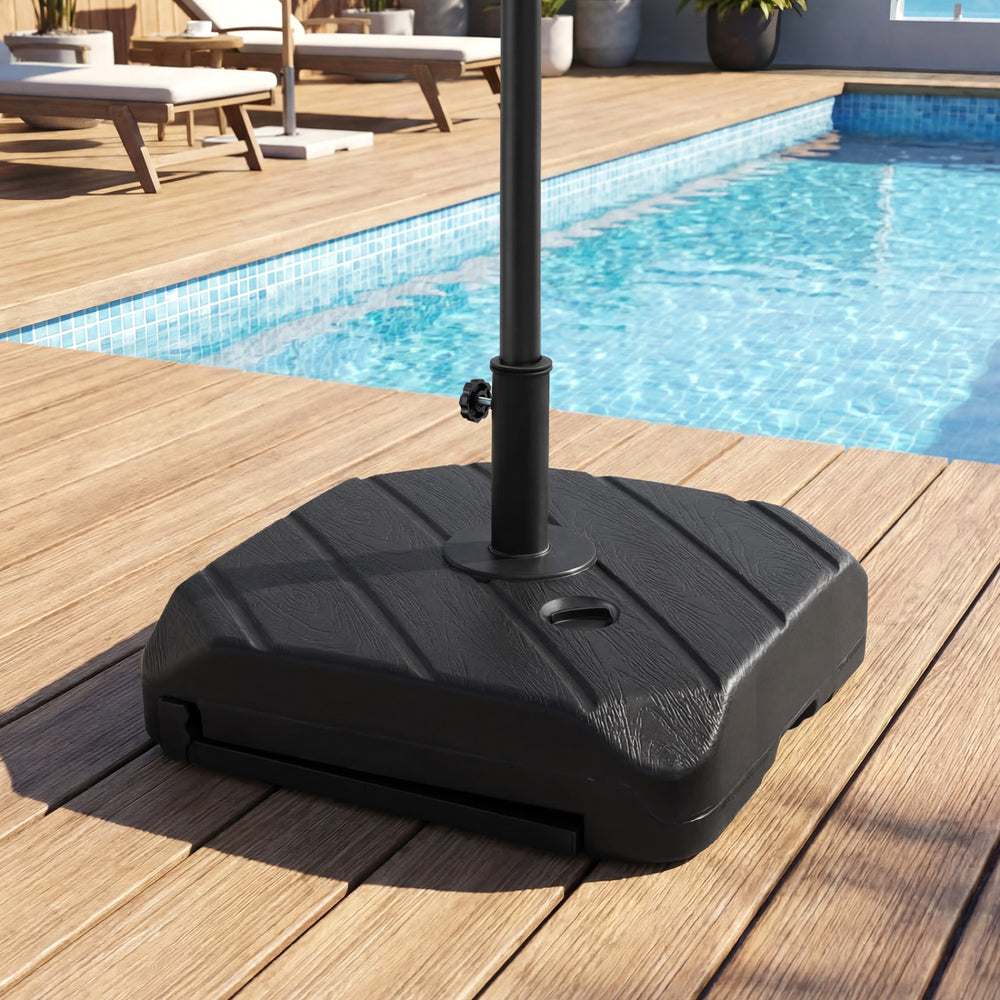 211 LBS Fillable Patio Umbrella Base with Wheels and Telescopic Pull Rod