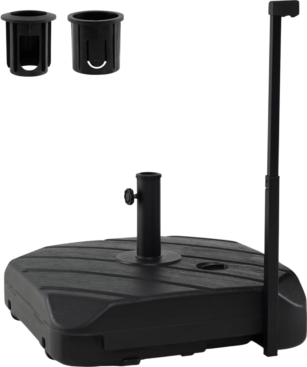 211 LBS Fillable Patio Umbrella Base with Wheels and Telescopic Pull Rod