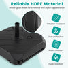 Close-up of the 211 LBS fillable patio umbrella base, featuring a wood-grain finish and durable HDPE material for.