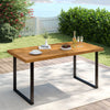 Acacia wood dining table for 6 with a sturdy metal frame, perfect for outdoor dining on patios or terraces.