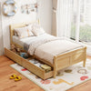 Twin Size Sleigh Bed with 2 Storage Drawers Wood Platform Bed Frame-Natural - Gallery View 1 of 10