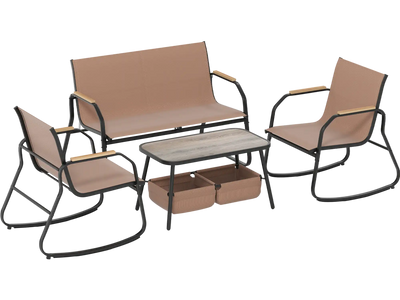 Costway 4-Pc Patio Furniture Set Rocking Bistro Chairs Mesh Fabric 22542234 New