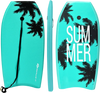 Lightweight 33 Inch bodyboard in turquoise with palm design, featuring EPS core and leash for safe summer surfing.