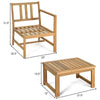 Acacia wood loveseat with separable coffee table, featuring thick cushions for comfort, ideal for outdoor relaxation.