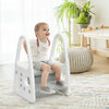 Kids step stool learning helper in gray, featuring safety handrails and non-slip steps for independent use in the.