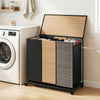 21.4 Gal Laundry Hamper with Lid 3-Section with 2 Lockable Wheels-Gray - Gallery View 1 of 9
