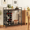 21 Bottle Wine Rack Freestanding Floor Wine Bottle Organizer with Glass Holder-Rustic Brown - Gallery View 1 of 10