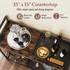 Rustic brown countertop with wood-like texture, ideal for wine storage and serving in dining rooms or kitchens.