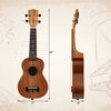 21-inch soprano mahogany ukulele with nylon strings, featuring 12 frets and an adjustable strap for easy play.