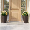 21 Inch Tall Round Plastic Planters Set of 2 Flower Pots with Drainage System-Brown - Gallery View 1 of 9