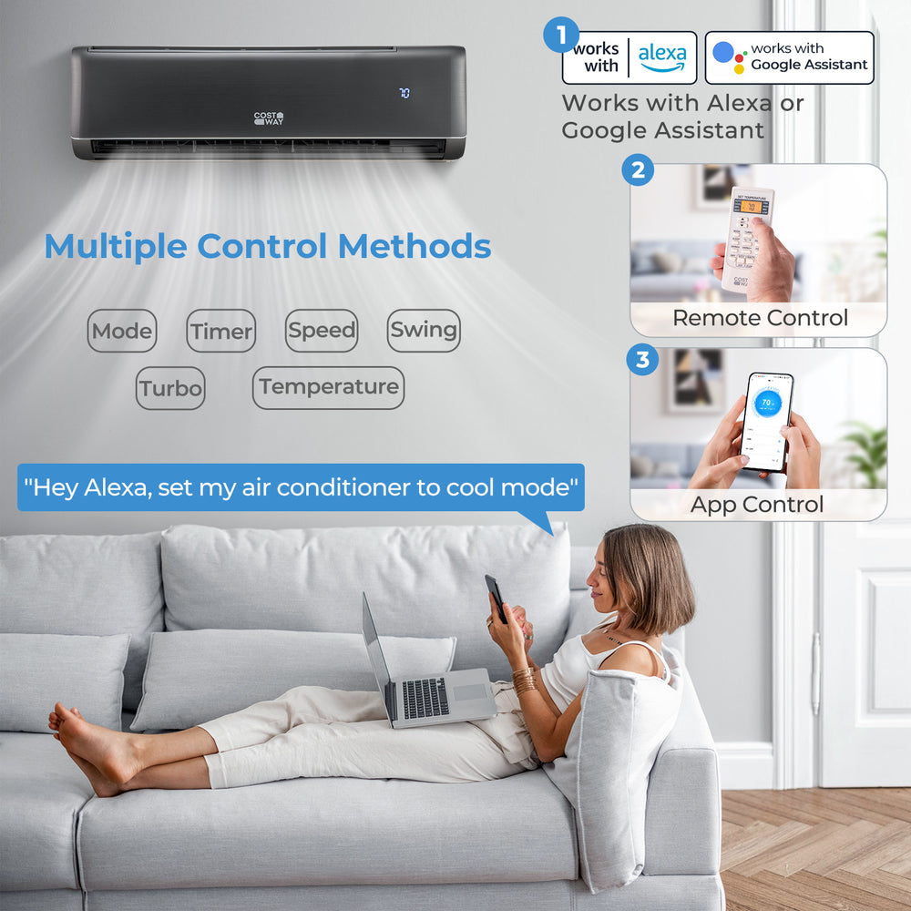 Costway Mini Split AC and Heater 24000 BTU 21 SEER2 Wi-Fi Enabled Energy Star Certified New