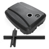 Black 220 lbs cantilever patio umbrella base stand with wheels, featuring a refillable reservoir and easy transport.
