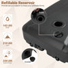 Close-up of the refillable reservoir of a 220 lbs cantilever patio umbrella base stand for easy filling and transport.
