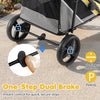 One-step dual brake on the heavy-duty dog stroller ensures quick, secure stops for large and medium dogs during outings.