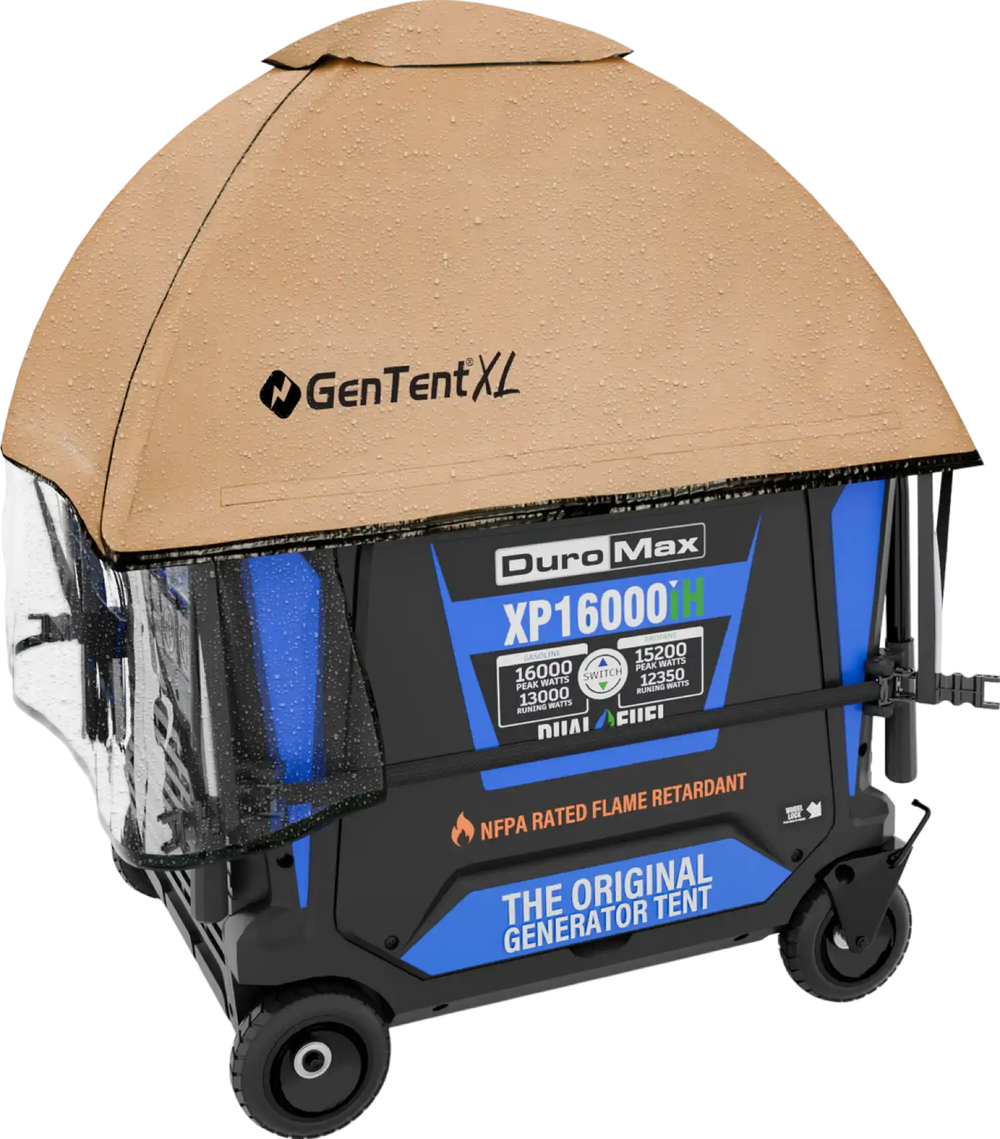 GenTent XL Inverter Kit Generator Tent Running Cover in Tan with Extreme NFPA Rated Waterproof Vinyl