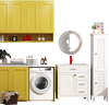 3-Piece Laundry room Bundle: Single Bathroom Vanity + Tall Bathroom Floor Cabinet + 2.6 Cu.ft Compact Portable Clothes Dryer