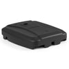 Heavy-duty black patio umbrella base with wheels, holds 225 lbs for stability, ideal for cantilever umbrellas.