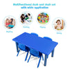 Kids plastic rectangular learn and play table in blue, ideal for daycares and home use, perfect for various activities.