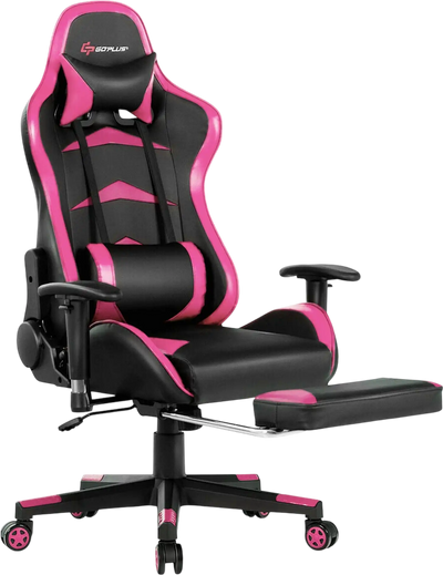 Costway Massage Gaming Chair w/ Footrest 84703512 New