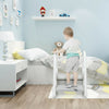 Kids step stool learning helper in gray with armrests, designed for safe climbing and independence in the bathroom.