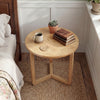 22.5 inch Round Side Table Farmhouse End Table with Sturdy Rubber Wood Legs and Triangular Structure-Natural - Gallery View 1 of 11