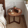 22.5 inch Round Side Table Farmhouse End Table with Sturdy Rubber Wood Legs and Triangular Structure-Walnut - Gallery View 1 of 11