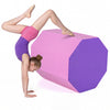 Octagon tumbling mat in pink and purple, 22.5" x 26", ideal for gymnastics and cheerleading practice.