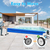 22 Ft pool cover reel set with aluminum frame, sturdy wheels, and easy-to-move design for in-ground swimming pools.