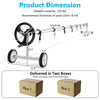 Adjustable 22 Ft pool cover reel set with aluminum tubes, stainless steel brackets, and wheels for easy movement.