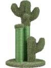 Cactus-shaped cat scratching post in green with sisal rope, plush ball, and stable base for healthy claw maintenance.