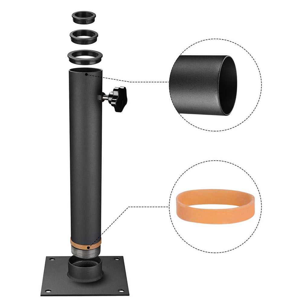 Yescom Telescopic FlagPole Deck Mount 16" x 2 3/8" Black New