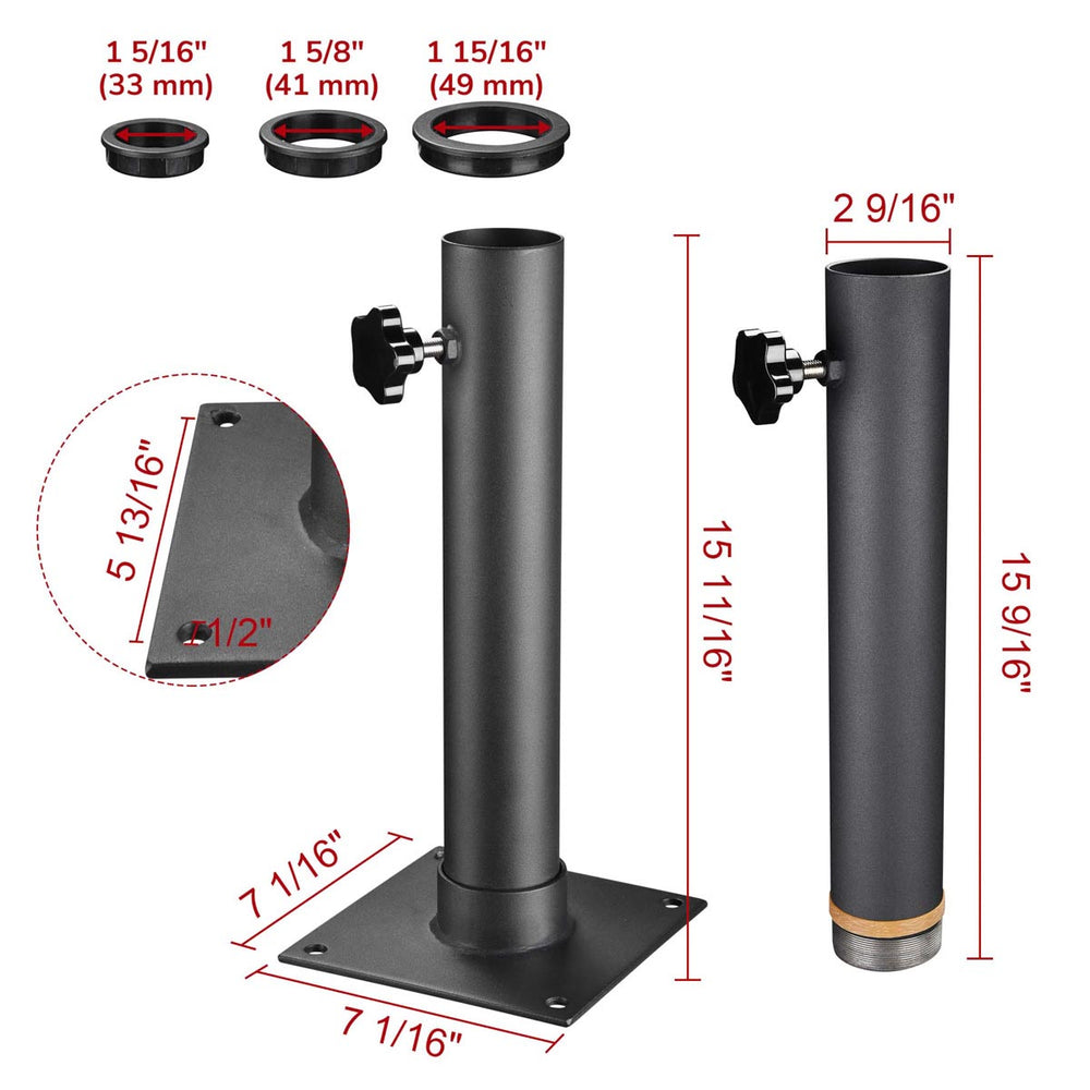 Yescom Telescopic FlagPole Deck Mount 16" x 2 3/8" Black New