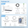 Indoor and outdoor units of a 23000 BTU Mini Split Air Conditioner with Heat Pump, including installation accessories.