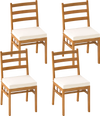 Set of 4 outdoor wooden dining chairs with padded seat cushions, crafted from natural acacia wood for durability and.