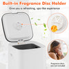 Large hot towel heater with built-in fragrance disc holder, adjustable timer, and rapid heating for spa-like warmth.