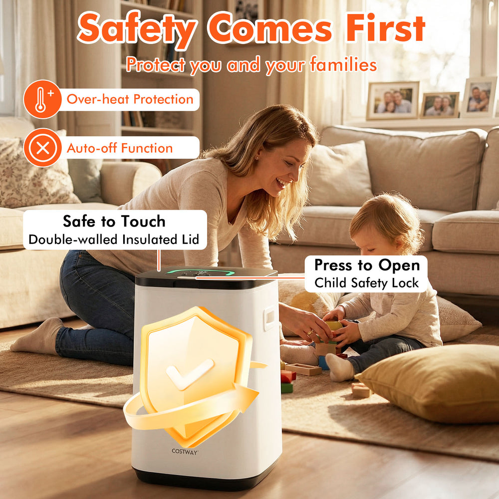 23L large hot towel heater with adjustable timer and child safety lock, designed for safe and efficient towel warming.