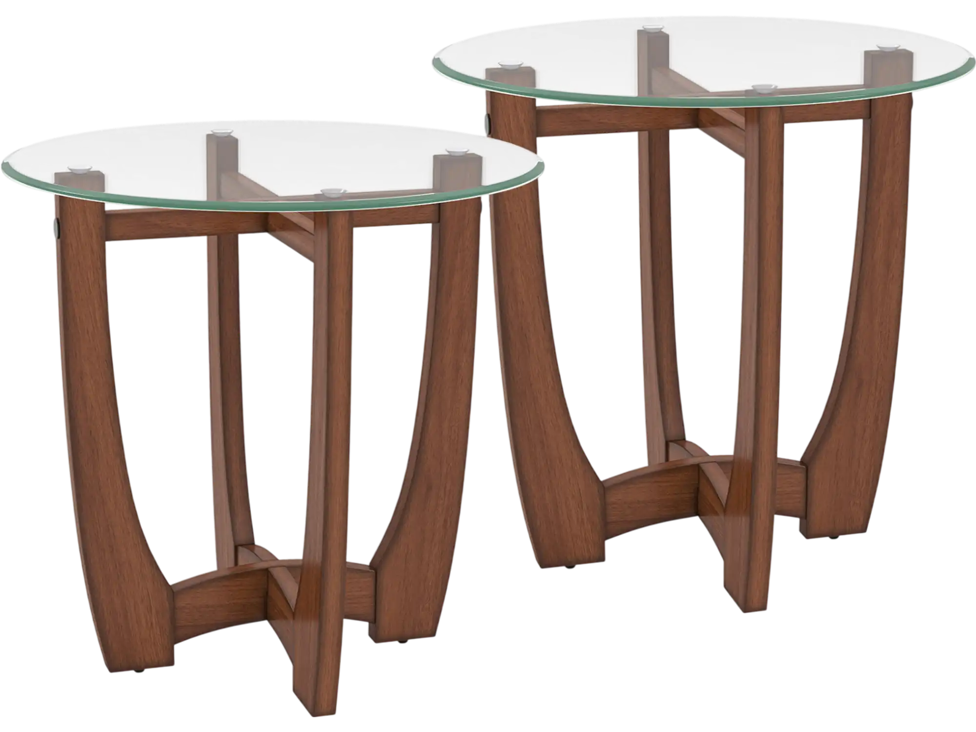 Costway Round Glass End Side Table Set of 2 23.5